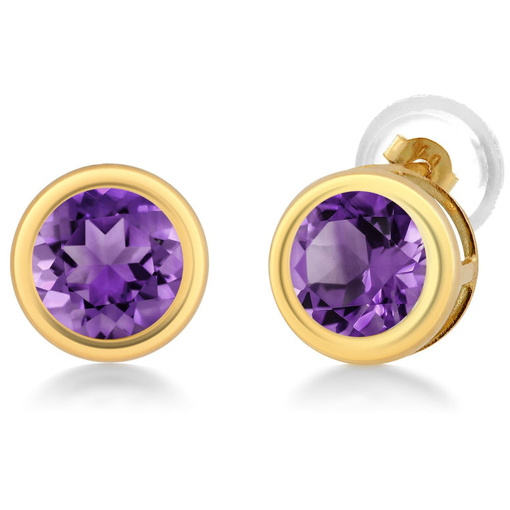 14K Yellow Gold Stud Earrings For Women Men | 5MM Round Gemstone Birthstone | Fine Jewelry Gifts for Women Mom Wife Her
