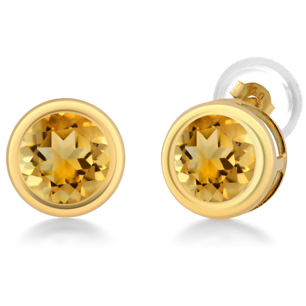 14K Yellow Gold Stud Earrings For Women Men | 5MM Round Gemstone Birthstone | Fine Jewelry Gifts for Women Mom Wife Her