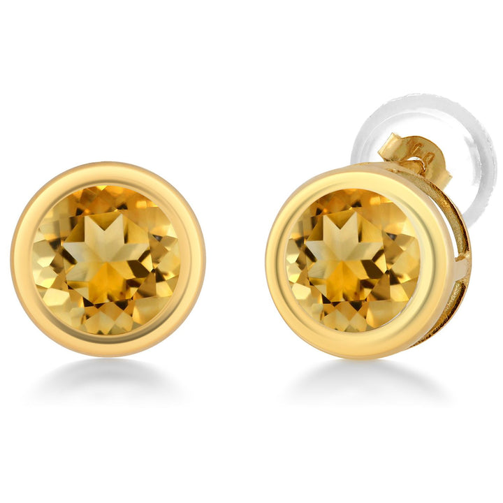 14K Yellow Gold Stud Earrings For Women Men | 5MM Round Gemstone Birthstone | Fine Jewelry Gifts for Women Mom Wife Her