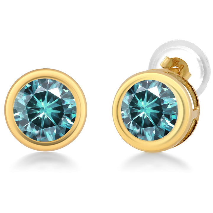 Gem Stone King 14K Yellow Gold Stud Earrings For Women Men | 5MM Round Gemstone Birthstone | Fine Jewelry Gifts for Women Mom Wife Her