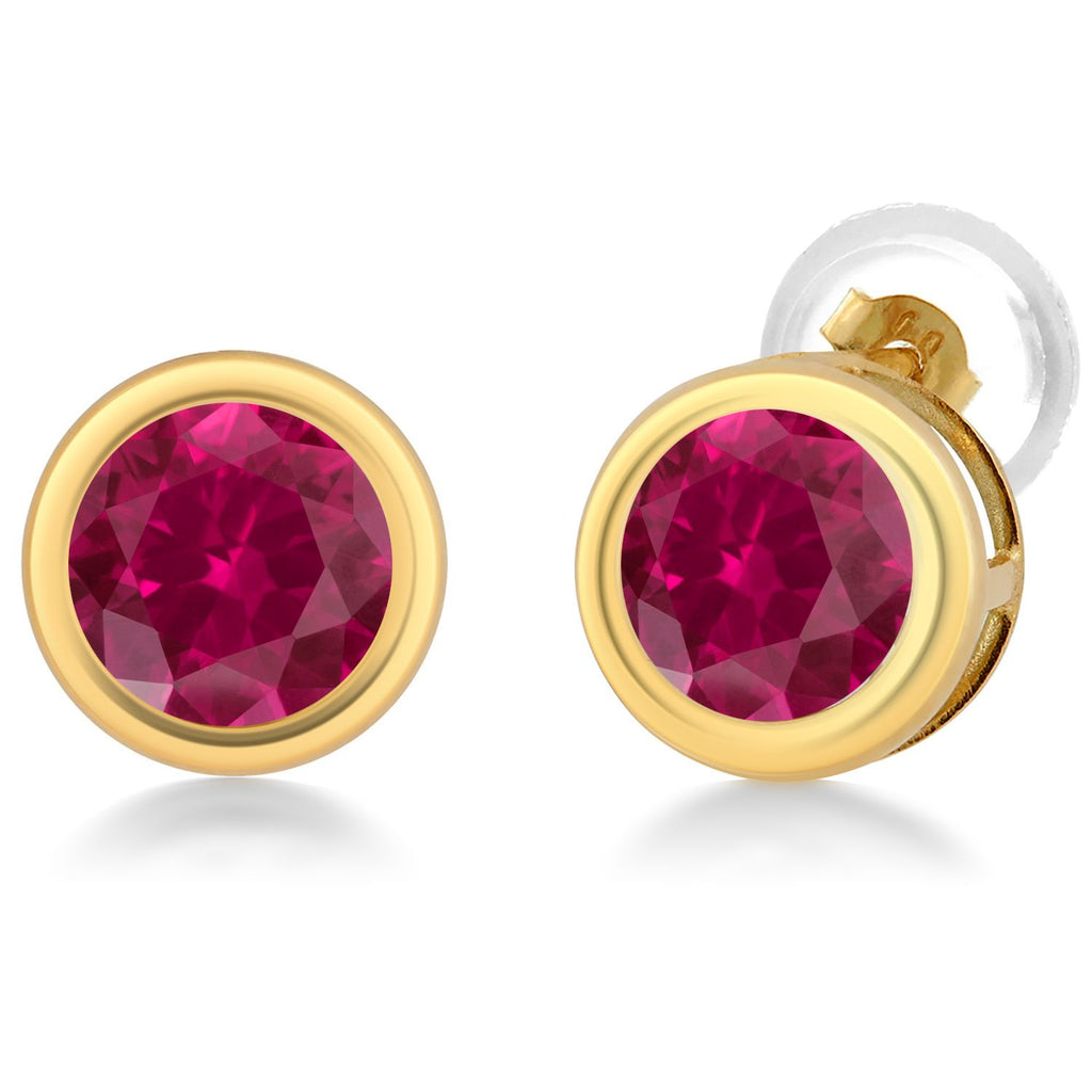14K Yellow Gold Stud Earrings For Women Men | 5MM Round Gemstone Birthstone | Fine Jewelry Gifts for Women Mom Wife Her