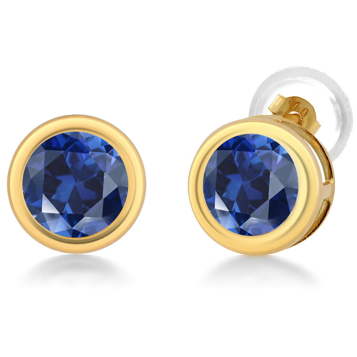 14K Yellow Gold Stud Earrings For Women Men | 5MM Round Gemstone Birthstone | Fine Jewelry Gifts for Women Mom Wife Her