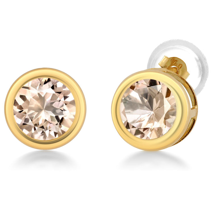 14K Yellow Gold Stud Earrings For Women Men | 5MM Round Gemstone Birthstone | Fine Jewelry Gifts for Women Mom Wife Her