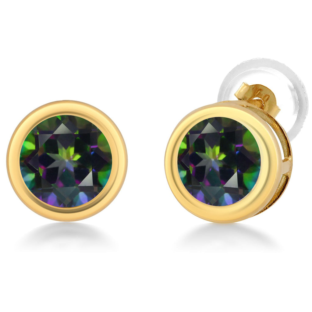 14K Yellow Gold Stud Earrings For Women Men | 5MM Round Gemstone Birthstone | Fine Jewelry Gifts for Women Mom Wife Her