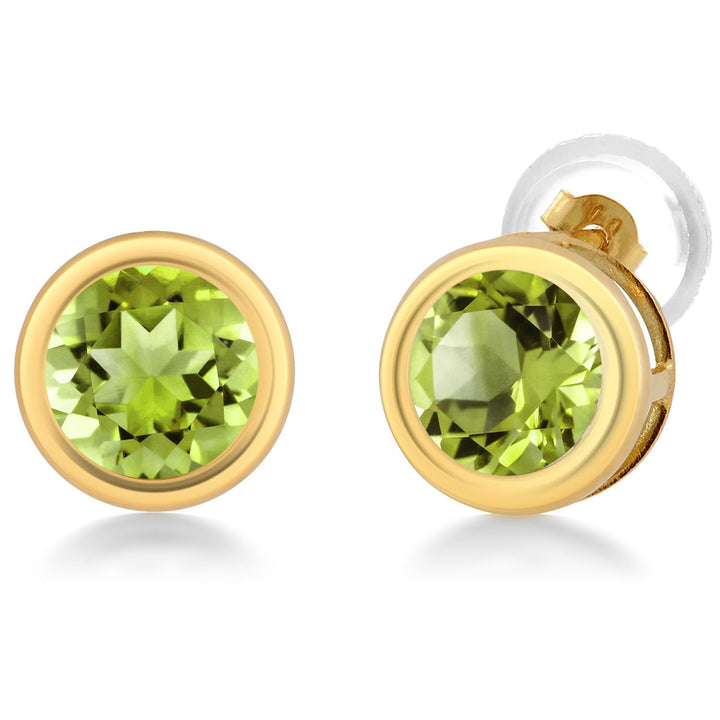 14K Yellow Gold Stud Earrings For Women Men | 5MM Round Gemstone Birthstone | Fine Jewelry Gifts for Women Mom Wife Her