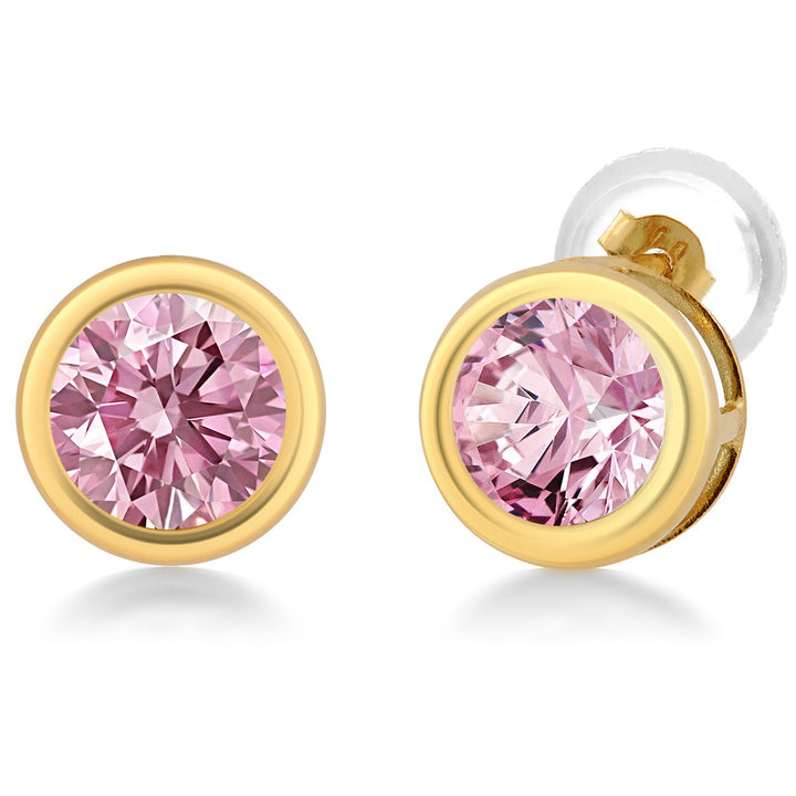 Gem Stone King 14K Yellow Gold Stud Earrings For Women Men | 5MM Round Gemstone Birthstone | Fine Jewelry Gifts for Women Mom Wife Her