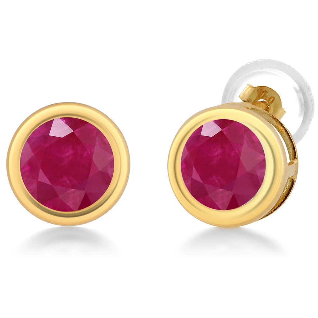 14K Yellow Gold Stud Earrings For Women Men | 5MM Round Gemstone Birthstone | Fine Jewelry Gifts for Women Mom Wife Her