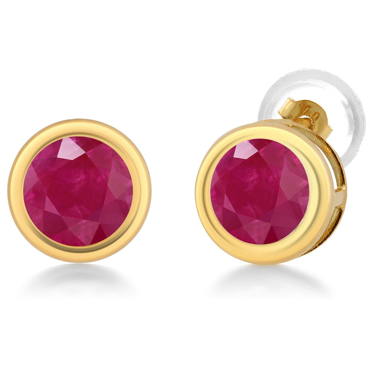 14K Yellow Gold Stud Earrings For Women Men | 5MM Round Gemstone Birthstone | Fine Jewelry Gifts for Women Mom Wife Her