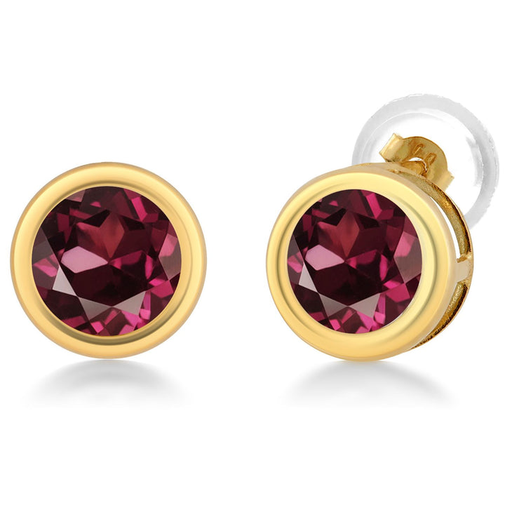 14K Yellow Gold Stud Earrings For Women Men | 5MM Round Gemstone Birthstone | Fine Jewelry Gifts for Women Mom Wife Her