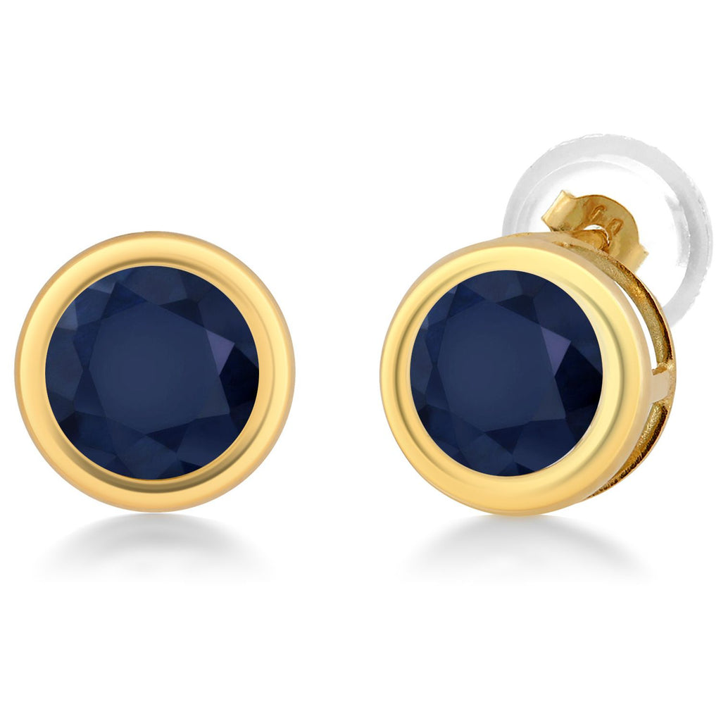 Blue Sapphire - September_Earrings in 14K Yellow Gold
