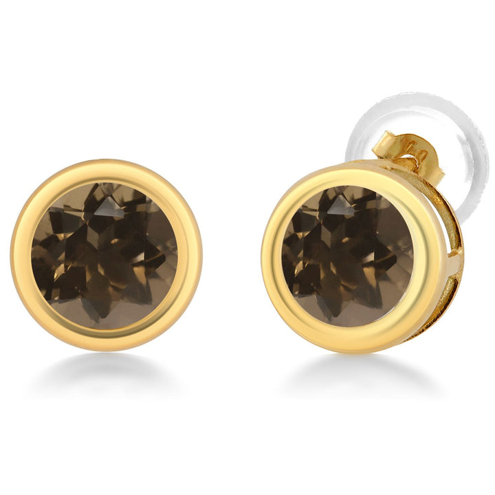 14K Yellow Gold Stud Earrings For Women Men | 5MM Round Gemstone Birthstone | Fine Jewelry Gifts for Women Mom Wife Her