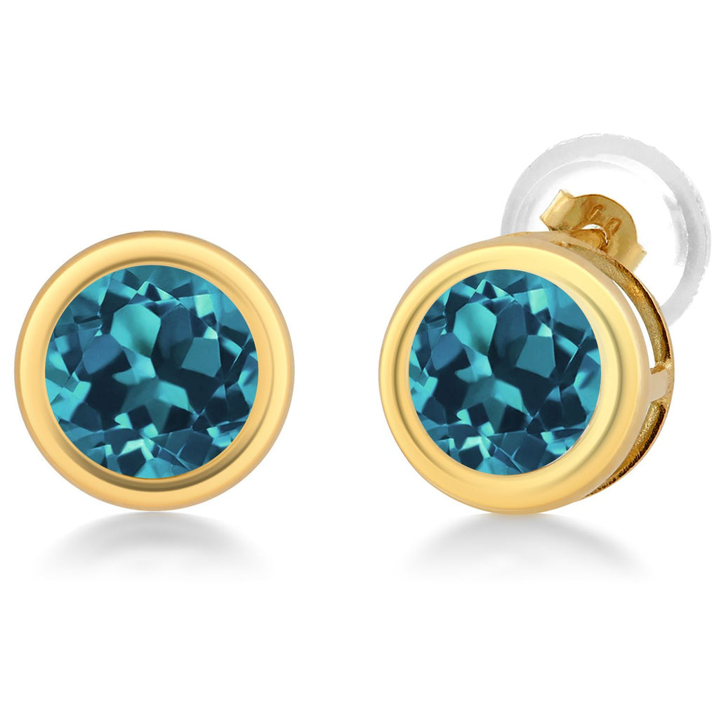 London Blue Topaz - November_Earrings in 14K Yellow Gold