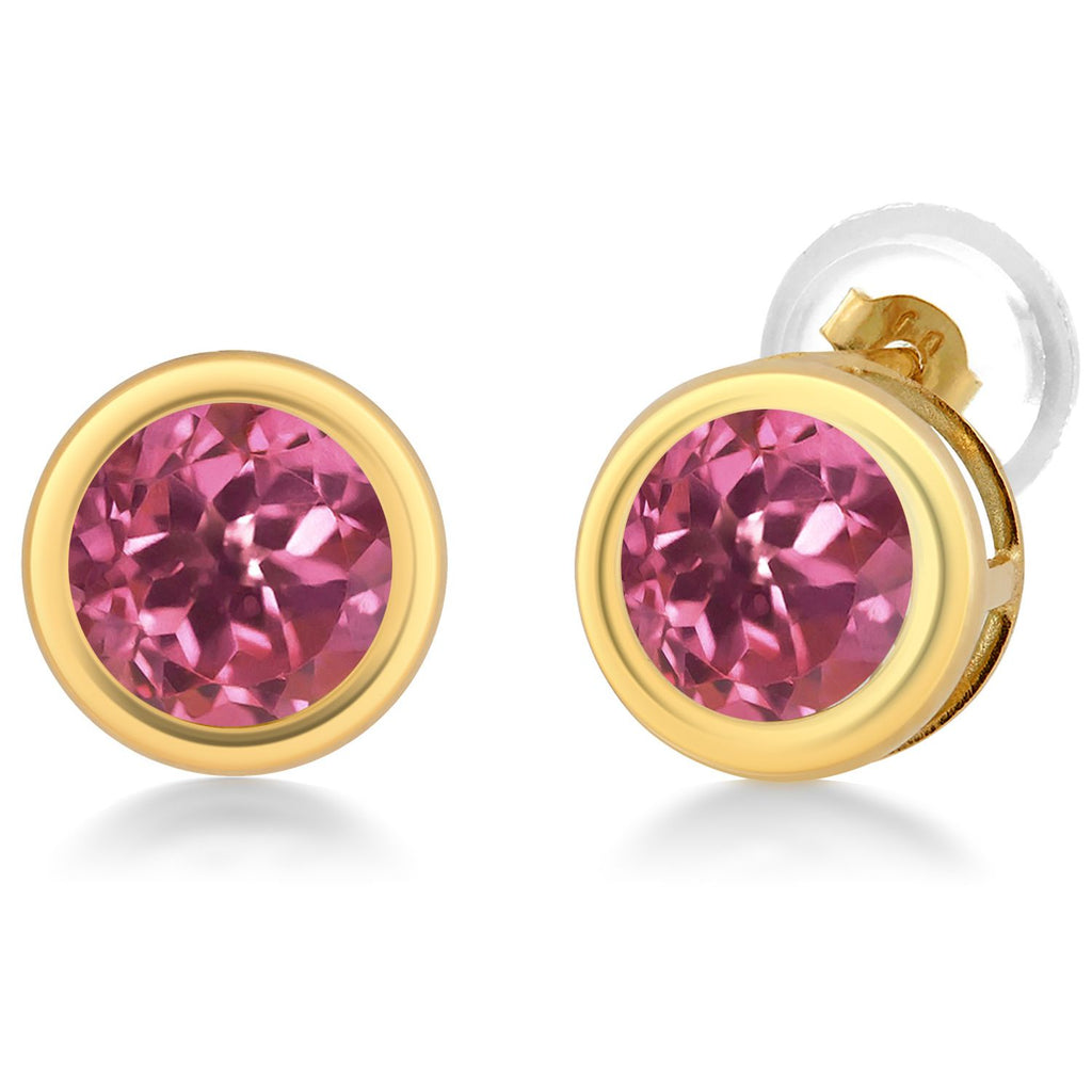 Pink Tourmaline - October_Earrings in 14K Yellow Gold