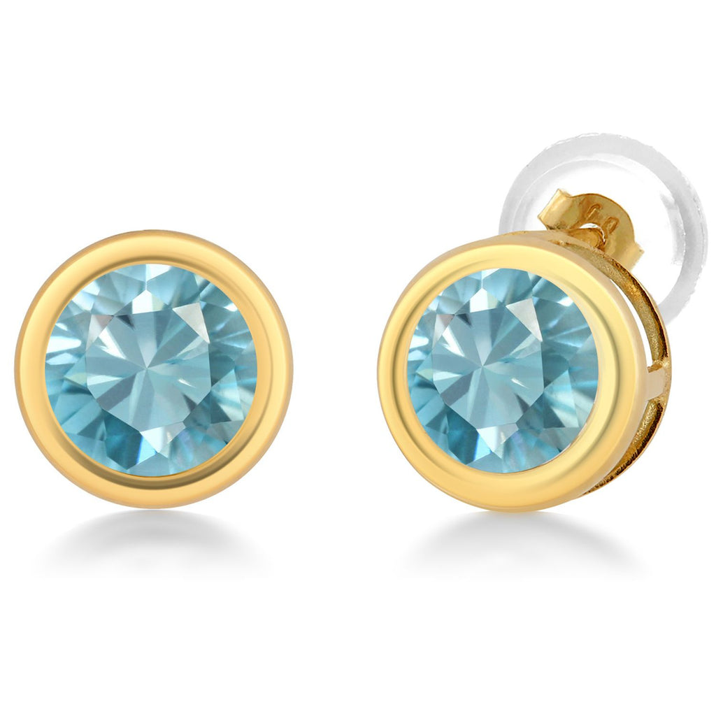 14K Yellow Gold Stud Earrings For Women Men | 5MM Round Gemstone Birthstone | Fine Jewelry Gifts for Women Mom Wife Her
