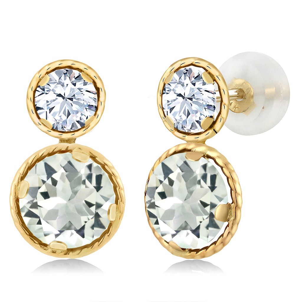 Prasiolite_Earrings in 14K Yellow Gold