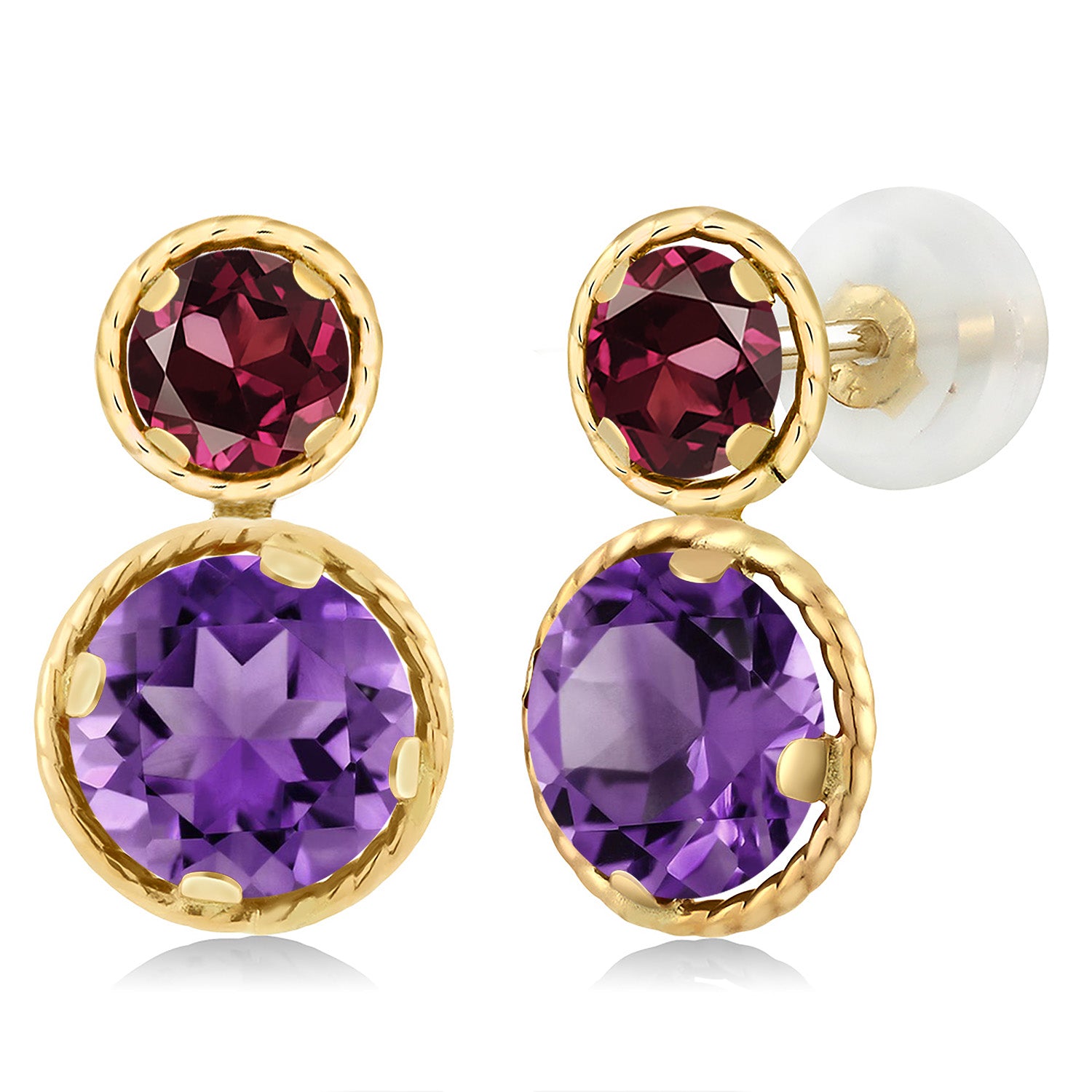 Purple and Red_Earrings in 14K Yellow Gold