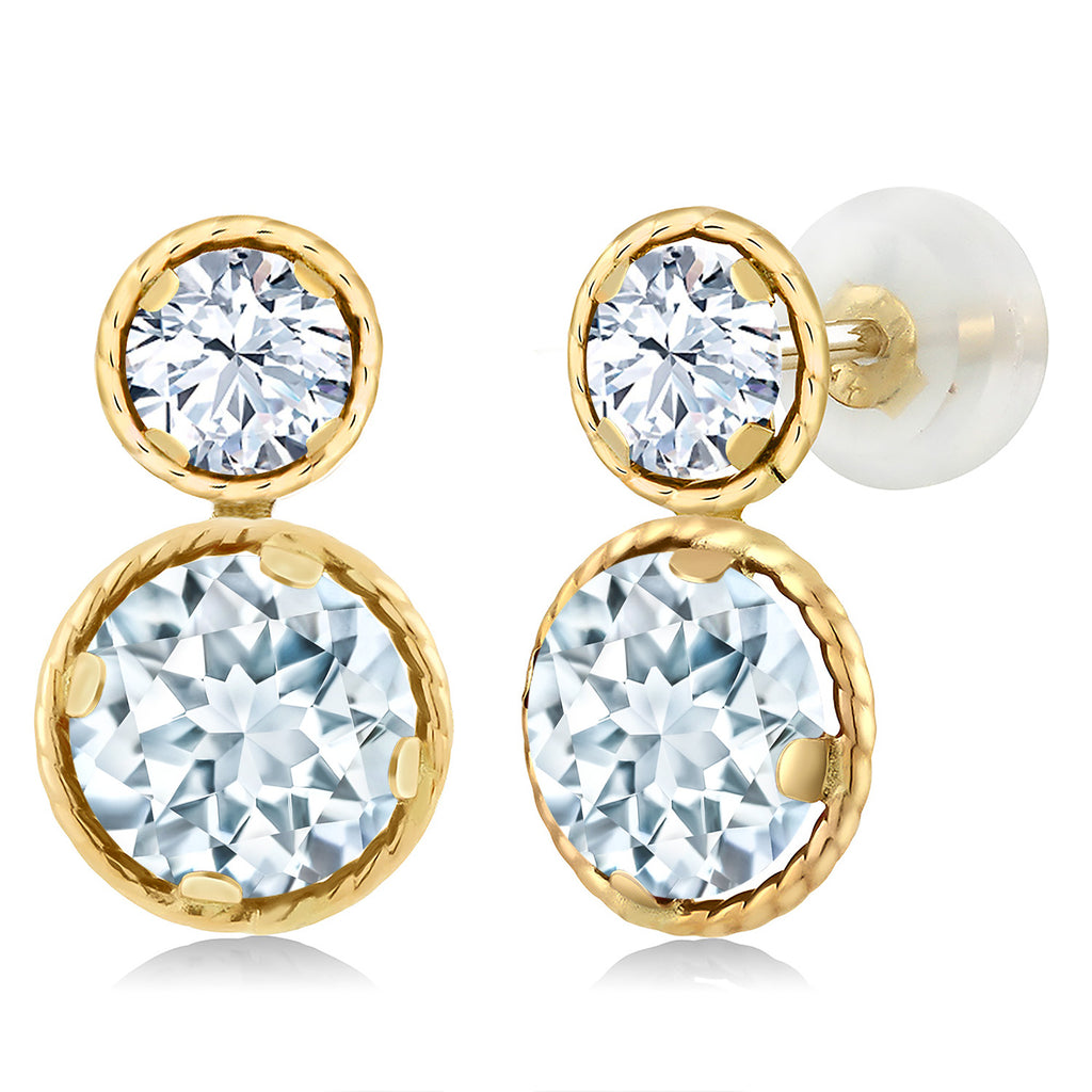 Aquamarine - March_Earrings in 14K Yellow Gold