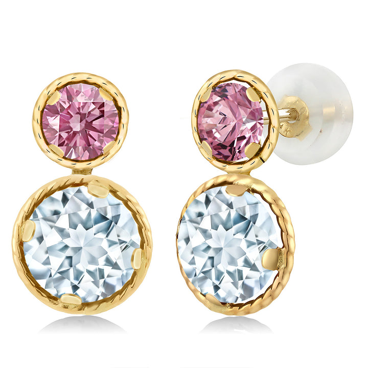 Aquamarine - March_Earrings in 14K Yellow Gold