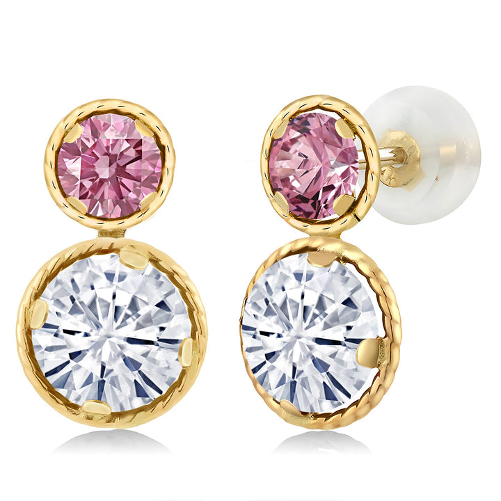 White Moissanite - April_Earrings in 14K Yellow Gold