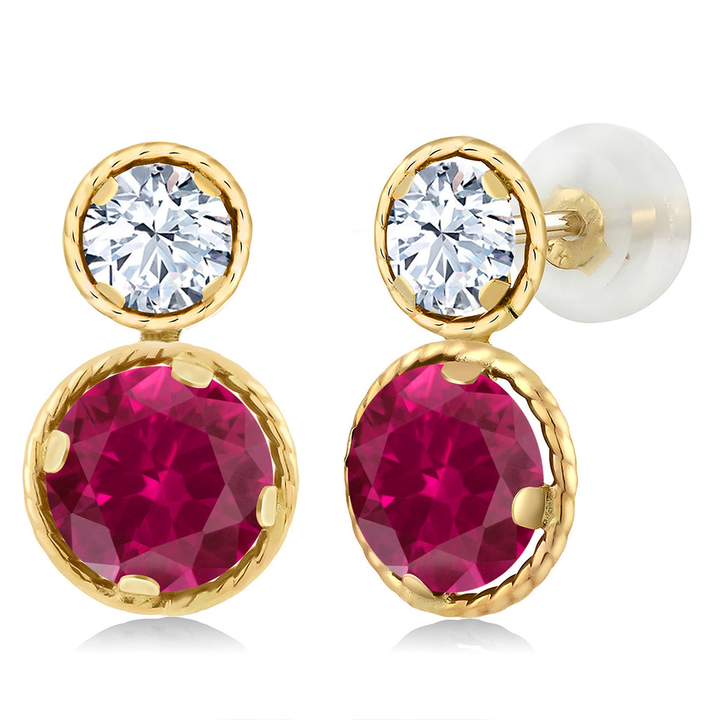 Created Ruby - July_Earrings in 14K Yellow Gold