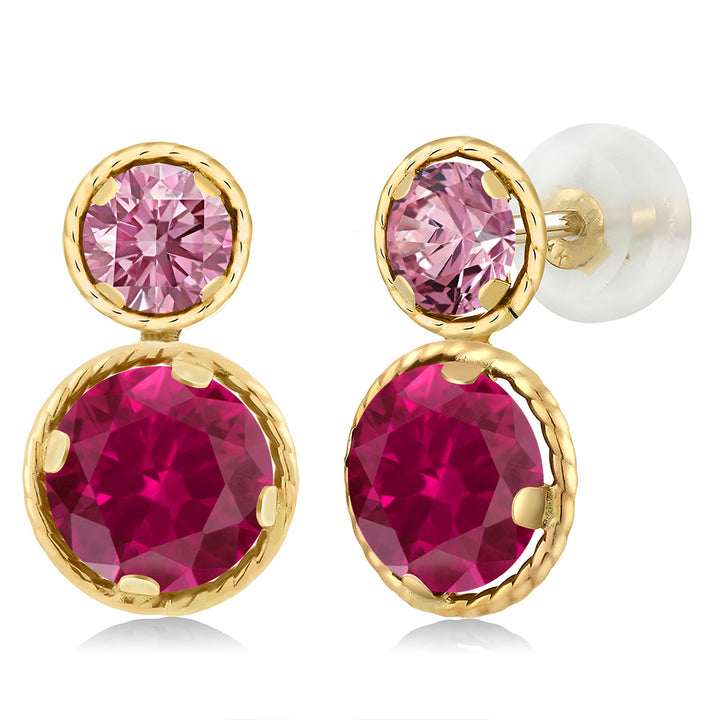 Created Ruby - July_Earrings in 14K Yellow Gold