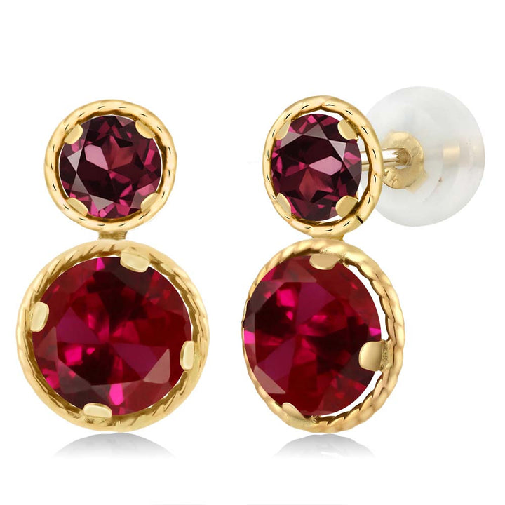 Created Ruby - July_Earrings in 14K Yellow Gold