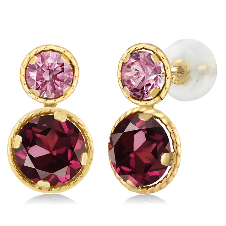 Rhodolite Garnet_Earrings in 14K Yellow Gold