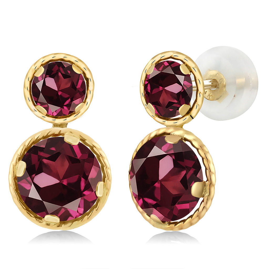 Rhodolite Garnet_Earrings in 14K Yellow Gold