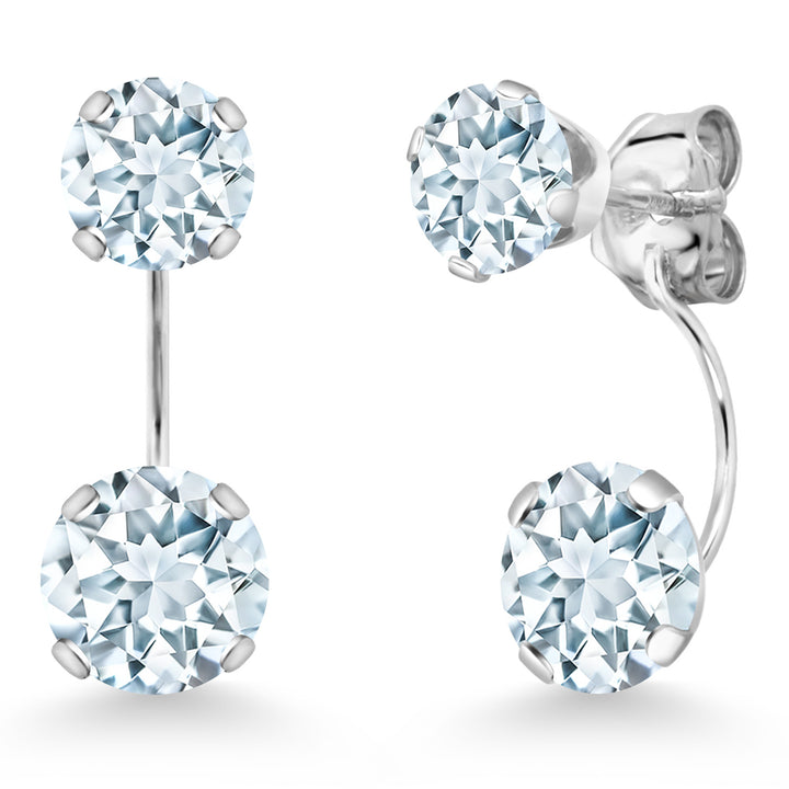 Aquamarine - March_Earrings in 14K White Gold