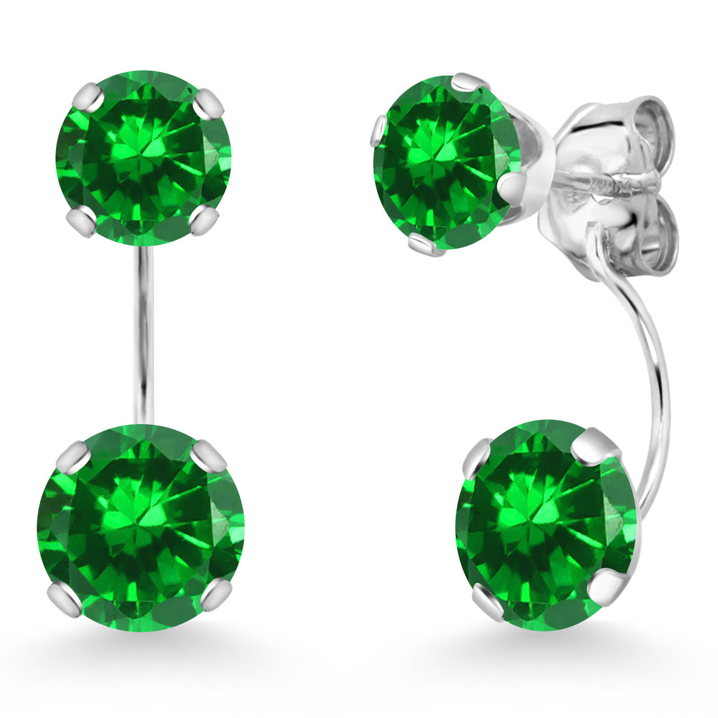 Created Emerald - May_Earrings in 14K White Gold