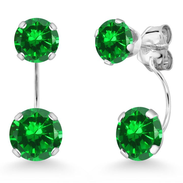 Created Emerald - May_Earrings in 14K White Gold