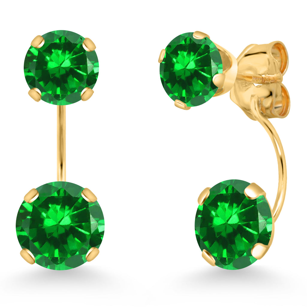 Created Emerald - May_Earrings in 14K Yellow Gold
