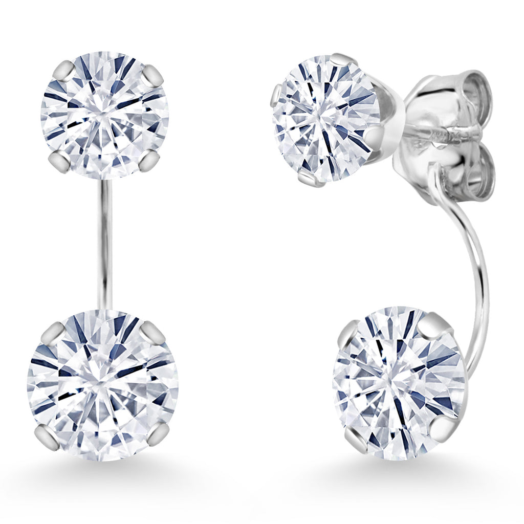 White Moissanite - April_Earrings in 14K White Gold