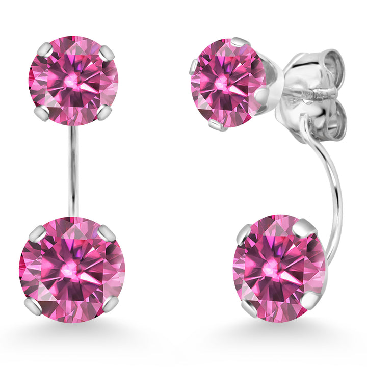 Pink Moissanite - April_Earrings in 14K White Gold