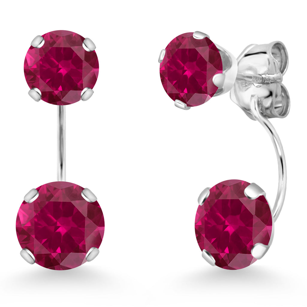 Created Ruby - July_Earrings in 14K White Gold