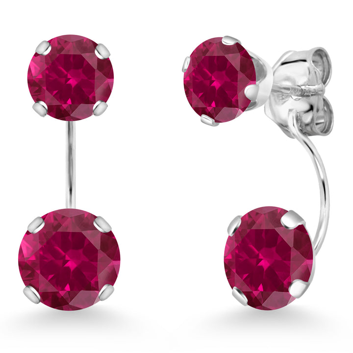 Created Ruby - July_Earrings in 14K White Gold