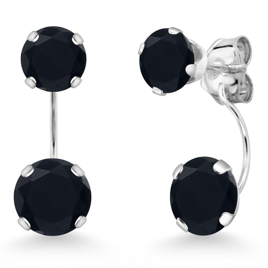Onyx - December_Earrings in 14K White Gold
