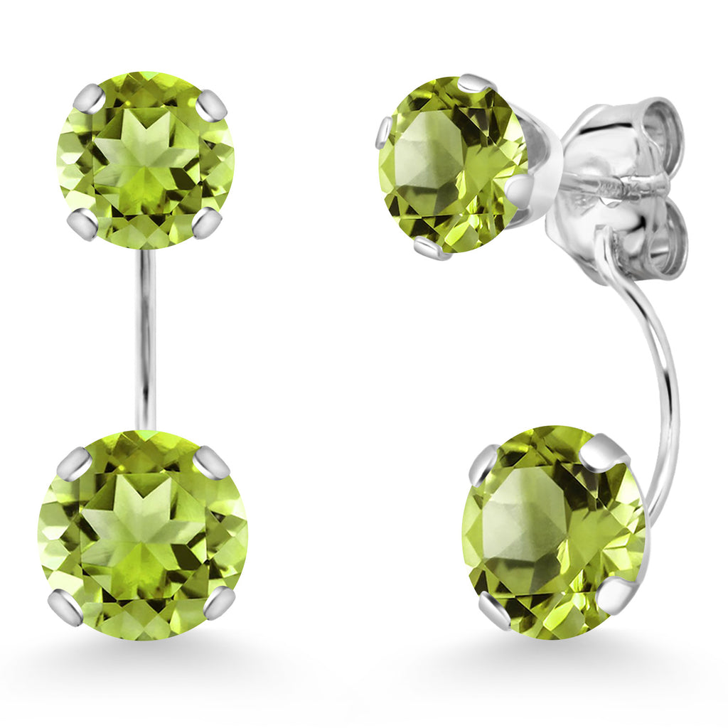 Peridot - August_Earrings in 14K White Gold