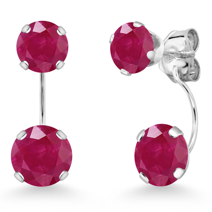 Ruby - July_Earrings in 14K White Gold