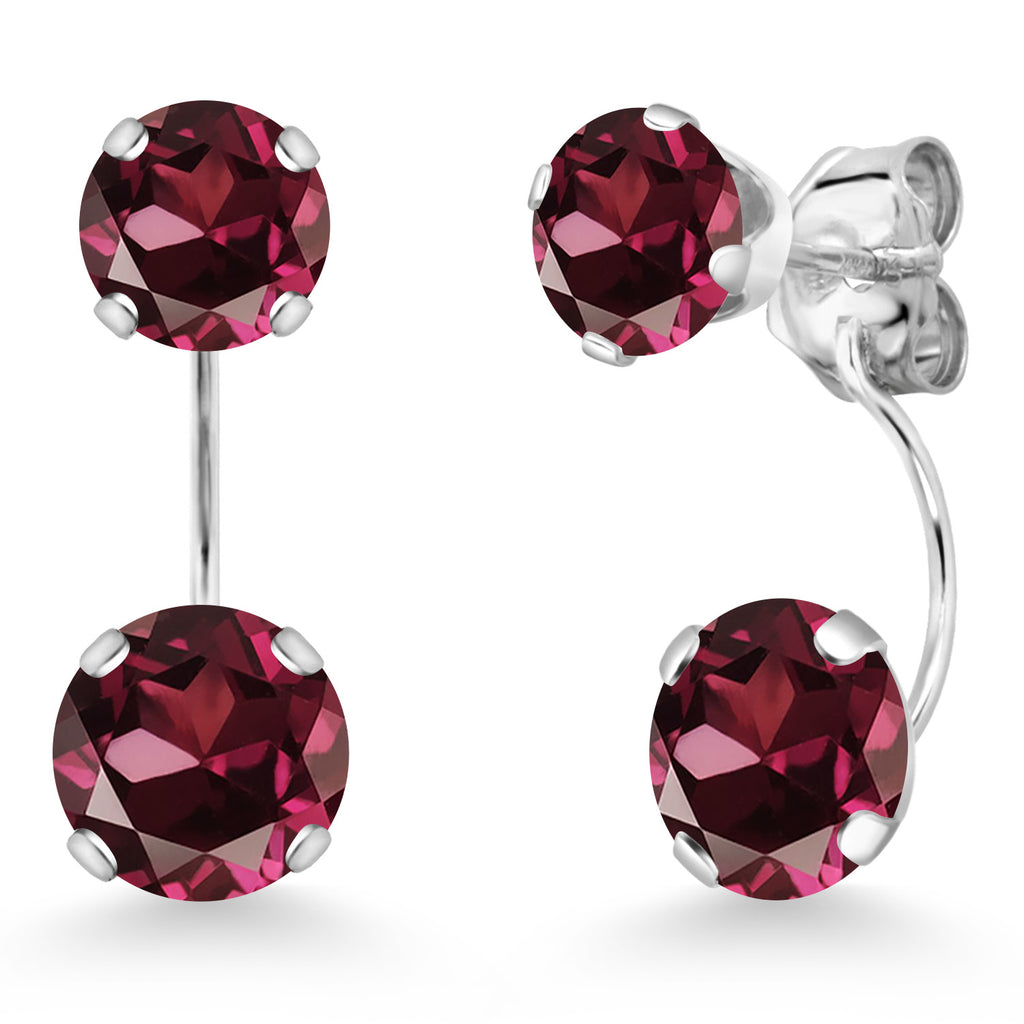 Rhodolite Garnet_Earrings in 14K White Gold