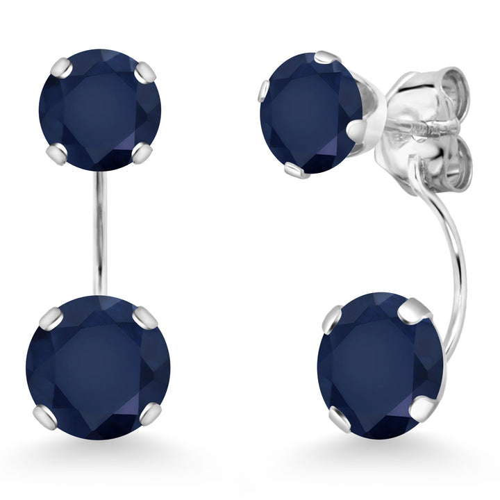 Blue Sapphire - September_Earrings in 14K White Gold