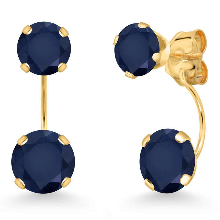 Blue Sapphire - September_Earrings in 14K Yellow Gold