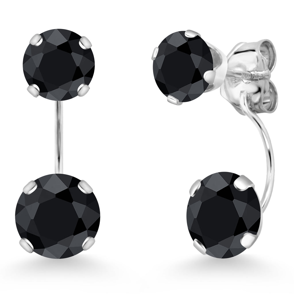 Black Sapphire - September_Earrings in 14K White Gold