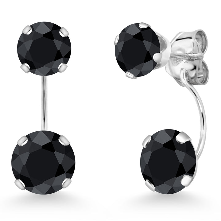 Black Sapphire - September_Earrings in 14K White Gold