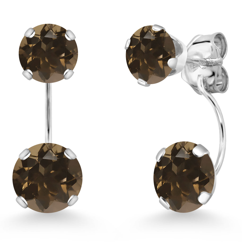 Smoky Quartz_Earrings in 14K White Gold