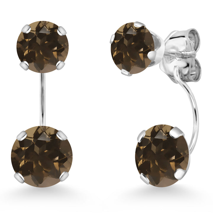 Smoky Quartz_Earrings in 14K White Gold