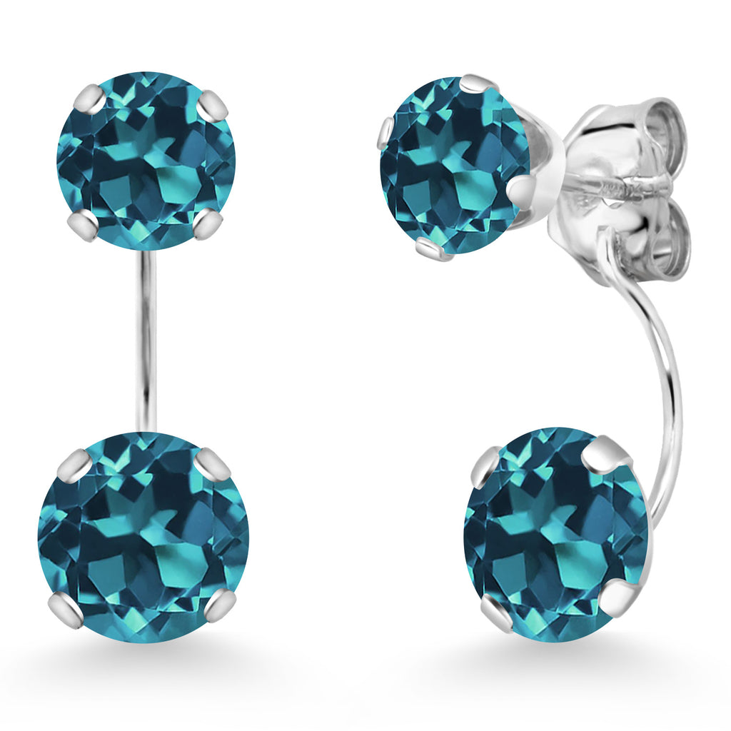London Blue Topaz - November_Earrings in 14K White Gold
