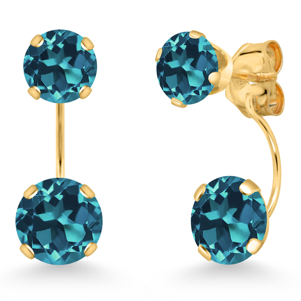 London Blue Topaz - November_Earrings in 14K Yellow Gold