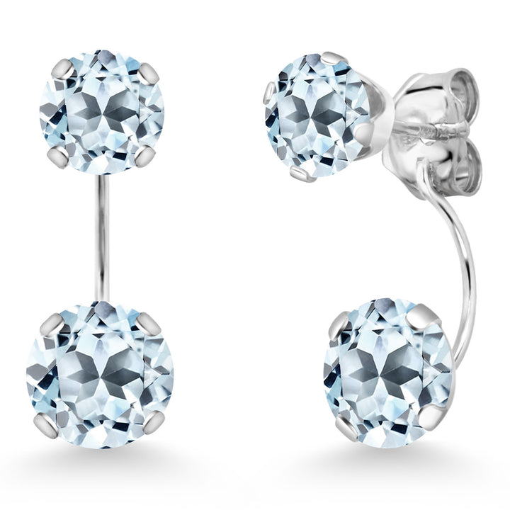 Sky Blue Topaz - November_Earrings in 14K White Gold