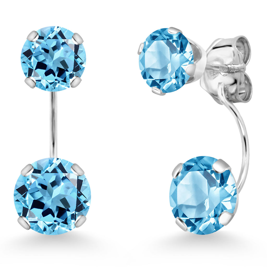 Swiss Blue Topaz - November_Earrings in 14K White Gold